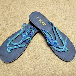 Plaka Oceanside Beach Flip flops, Cornflower, Size 11